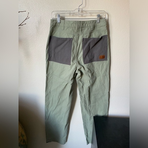 Liquid Lagoon Men's Canvas Denim Jean Green Patchwork Carpenter Colorblock Pants - Picture 4 of 10